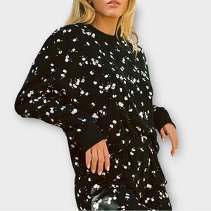 Adam Selman Sport Pullover Sweatshirt in Black Floral Women’s Size S